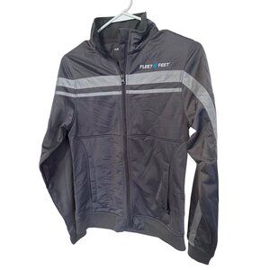 Fleet Feet gray and white athletic jacket size S